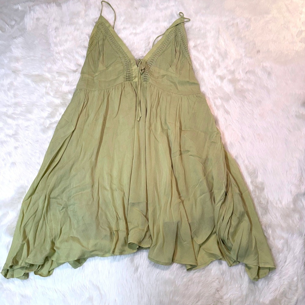 Wishlist Apparel Mini Dress Medium Sage Green Lace Boho Babydoll Y2K Fairycore